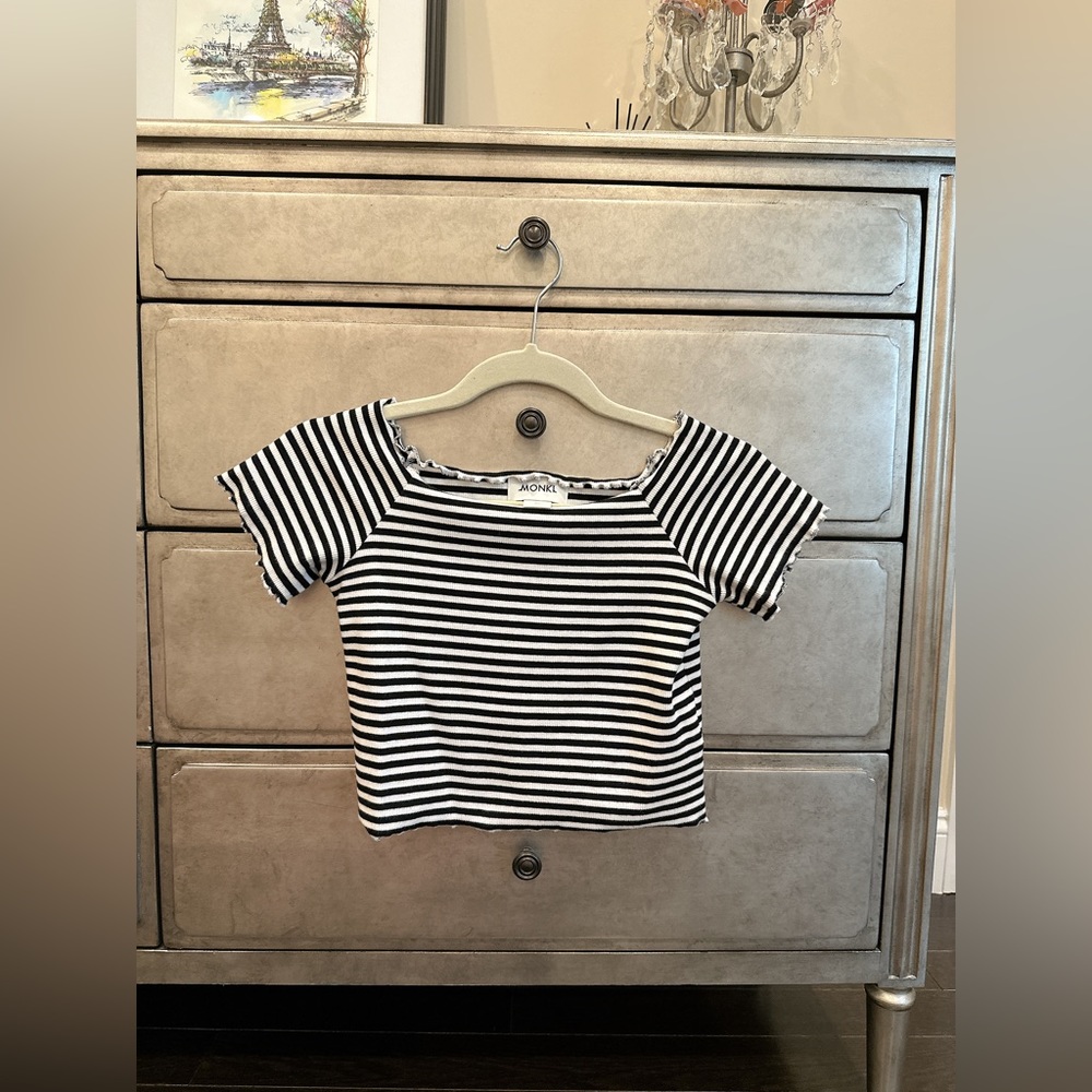 MONKI black and white striped crop top